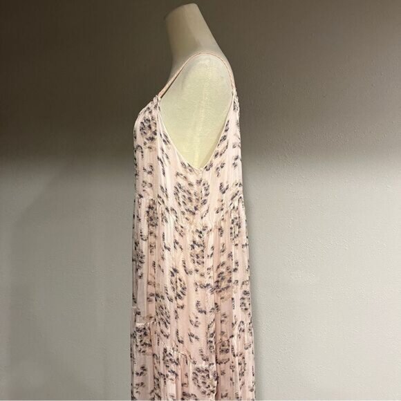 Elena Baldi Silk Blend Made In Italy Blush Maxi Dress Braided Strap Scoop Neck - Picture 7 of 14